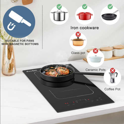 Cooksir Induction Hob 2 Zone with BS Plug, 1