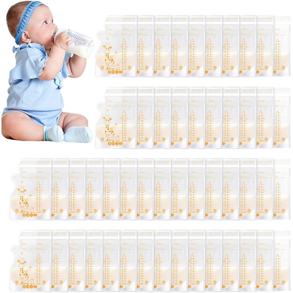 Breast Milk Storage Bags, 50 Pcs Milk Storage Bags, 250Ml Breastmilk Storage Bags Pre-Sterilised, Breastmilk Double Seal Bag Vinabo
