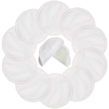 Pinowu Reusable Cotton Nursing Pads (10pcs)-Washable Breastfeeding Pads Highly Absorbent with Laundry Bag (Diameter: 12 cm)