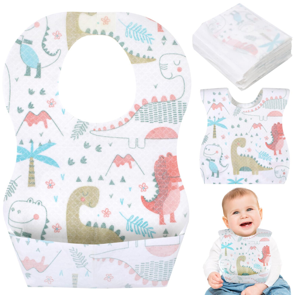 Disposable Bibs, 30 Pack Disposable Bibs Baby With Food Catcher Pocket, Waterproof Baby Feeding Bib, Adjustable Babies Bib For Toddlers Boys G Vaktop
