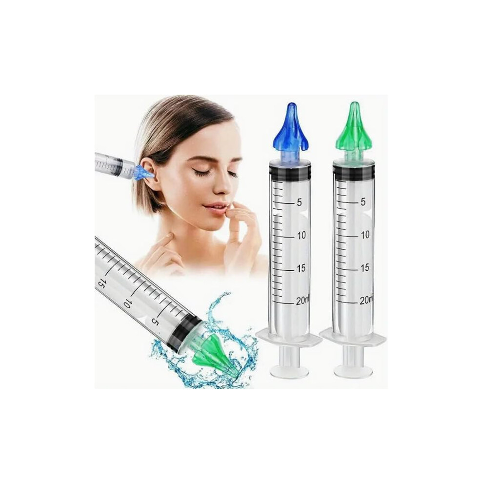 2 Piece Ear Syringe Kit - Ear Wax Removal Tool - Random Colour Ear Syringes for Effective Ear Cleaning - Earwax Removal - Ear Wax Cleaner - Easy Ear
