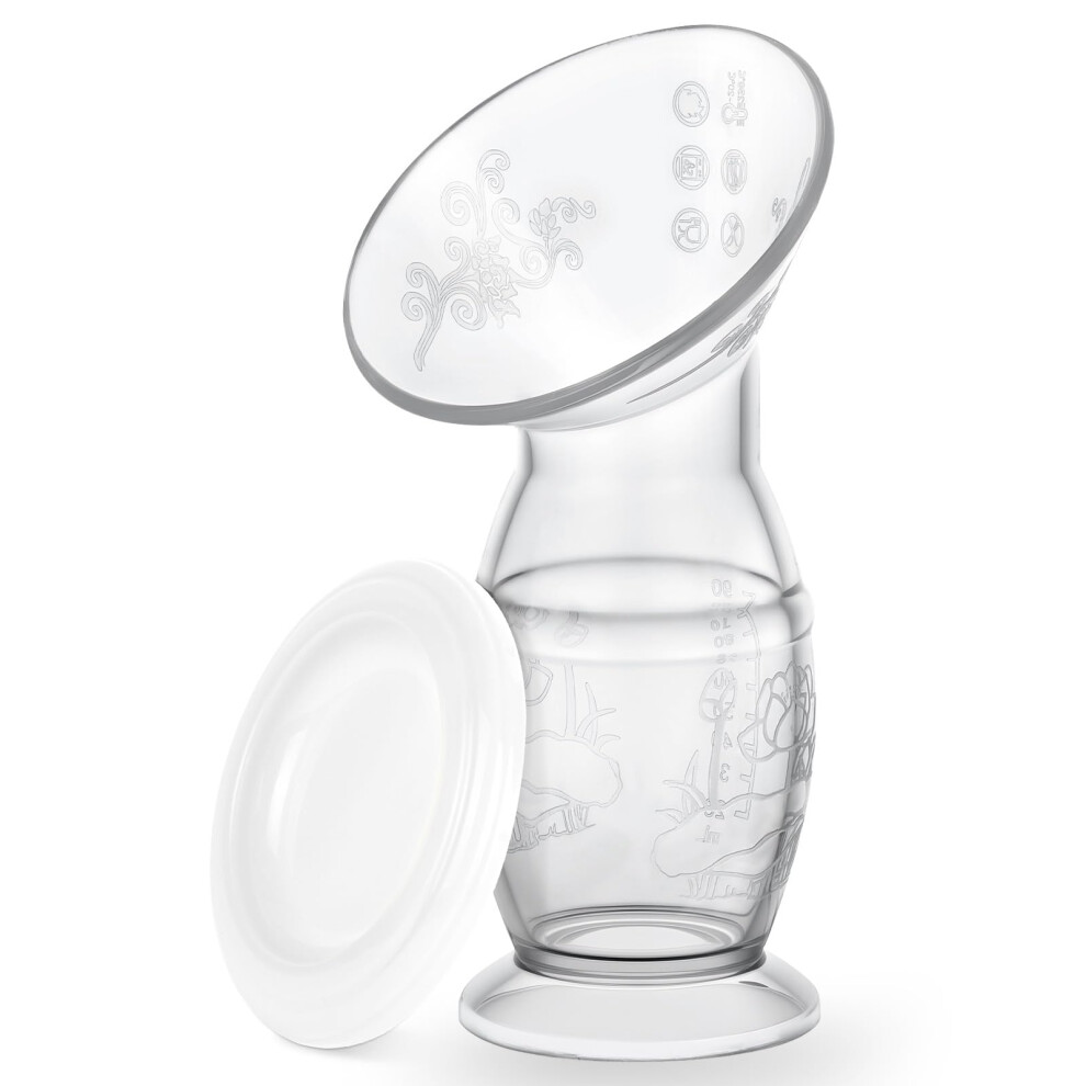 Vicloon Silicone Manual Breast Pump With Lid, 100Ml Manual Breast Pump For Breastfeeding Essentials, Food-Grade & Bpa Free, Lightweight & Portable Ma