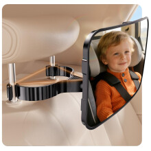 Mirrorsafe Car Seat Mirror for Rear-Facing Infant See Baby from Driver Seat Headrest Hook - Acrylic ABS PC Shatterproof 360 Degree Adjustable Backsea