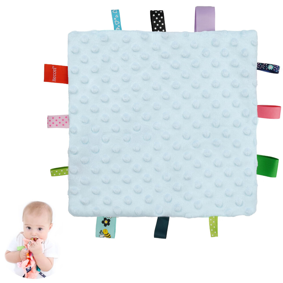 Baby Tags Security Blanket, Baby Comforter Tag Blanket, 10 10 Inchs Cozy Plush Blankets With Colorful Tags, Infant Appease Blankets For 3+ M Heccei