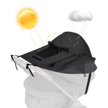 MOXTOYU Pram Sunshade Cover with Breathable Viewing Window, Windproof and Waterproof Buggy Sun Shade for Baby Stroller - Black