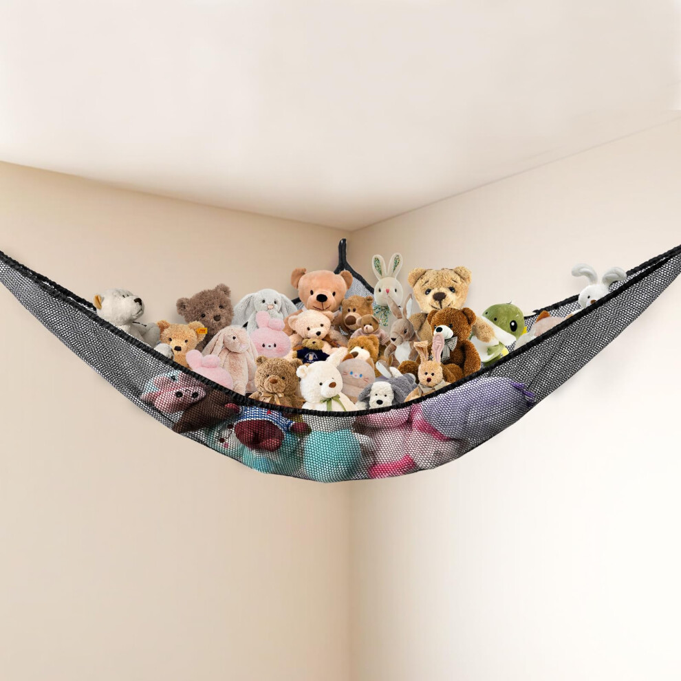 Teddy Hammock Toy Storage For Stuffed Animals Soft Toy Storage Hanging Teddy Bear Storage Net Hammock Large Cuddly Toy Storage Kids Preppy Roo Powkoo