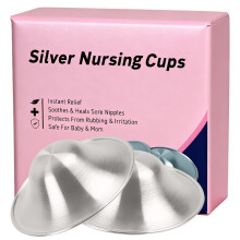Lethra 2Pcs Silver Nipple Shields for Breastfeeding, 925 Silver Nursing Cups Nickel Free, Silver Cups Breastfeeding for Nursing Newborns, Silver Nipp