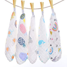 Baby Muslin Washcloths, Muslin Squares Organic 100% Cotton Natural Baby Face Towels, 5 Pack Reusable Extra Soft Newborn Baby Wipes, 6 Layers Bath Sho