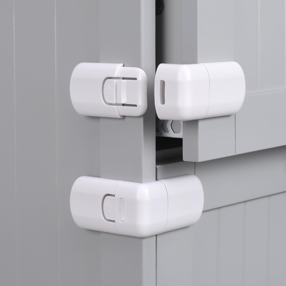 Rosewinec 4 Pack Safe Cupboard Locks For Children,Baby Proof Corner Locks For Cabinet,Drawer,Cupboard,Refrigerator,Closet,Oven,Trash,Toilet,Oven,Easy