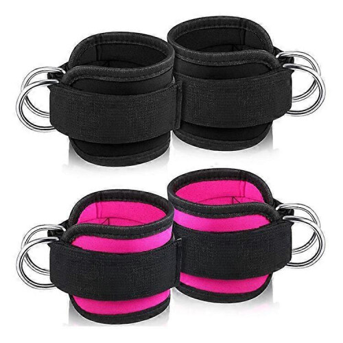 (Rose Red) Ankle Straps Leg Strength Training Weight bearing Power Strap Foot Ring For 1