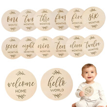 7PCS Wooden Baby Milestone Cards Double Sided Milestone Baby Cards Display Monthly Growth Baby Monthly Cards Baby Milestone Signs for New Parents Gif