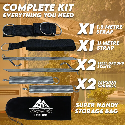 Xtremeauto Awning Tie Down Kit Storm Straps - Storm Straps For 2