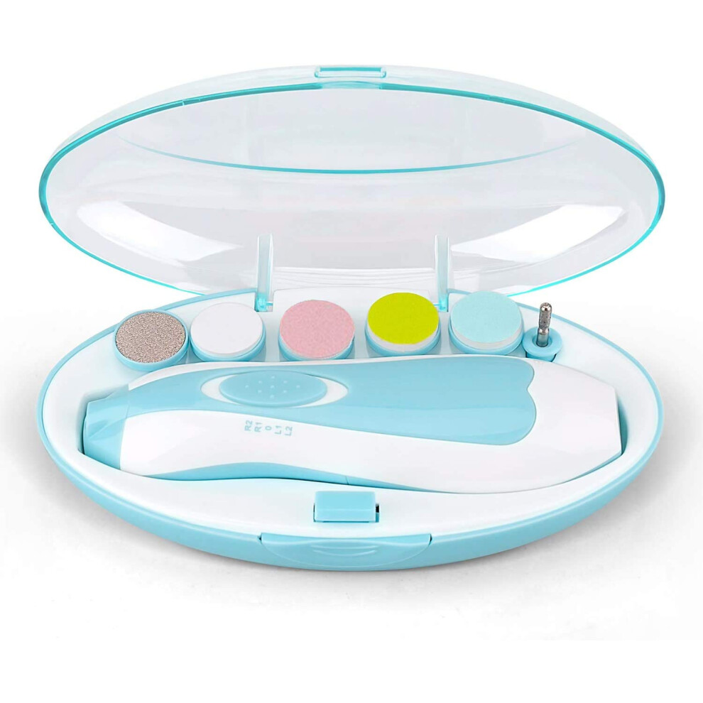 Baby Nail File, Electric Baby Nail Clipper With Led Front - Safe And Quiet, Baby Nail Trimmer With 6 Grinding Heads For Newborn, Infa Light Rightwell