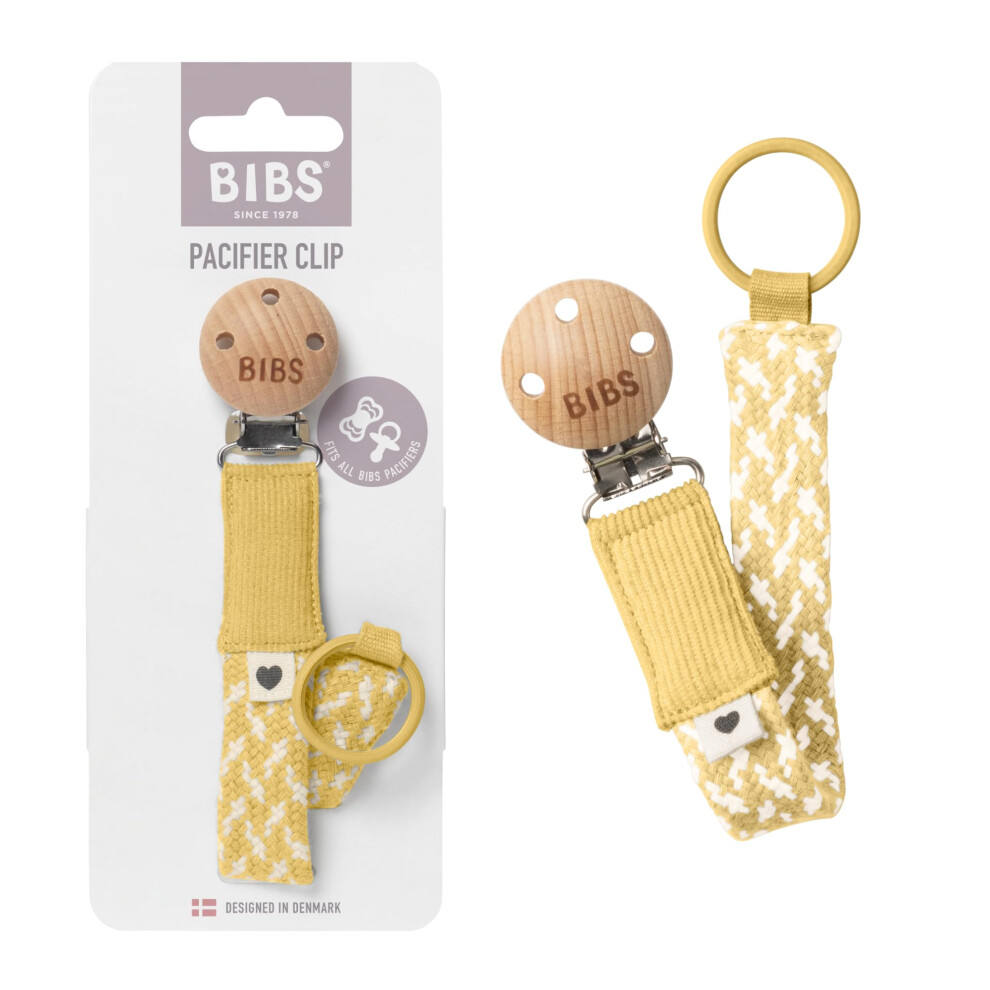 Bibs Paci Braid Dummy Chain Organic Cotton Danish Design, One Size (0-36 Months), Pale Butter/Ivory