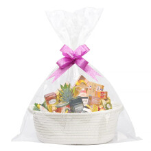 ElysianTails Gift Basket with Bags Ribbons,Hamper Kit with Bows,Empty Gift Basket,Cotton Rope Storage Basket Gift Basket with Handles for Baby Shower