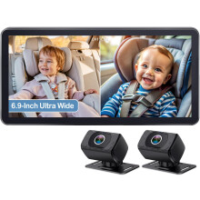 2-Kids Baby Car Camera for Seat: 6.9 Inch Ultrawide Display with Two Cameras Rear Facing - USB Powered Backseat Camera HD 1080P Easy to Install by To