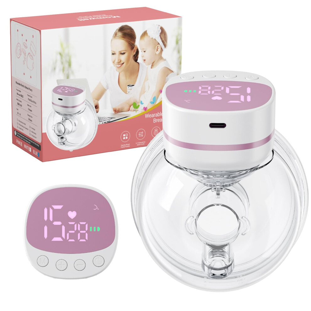 Wearable Breast Pumps Hands Free, Leak-Proof Electric Breast Pumps 5 Modes 15 Levels With Lcd Dispaly, Low Noise Painless Wearable Breastfeeding Milk Wildfun