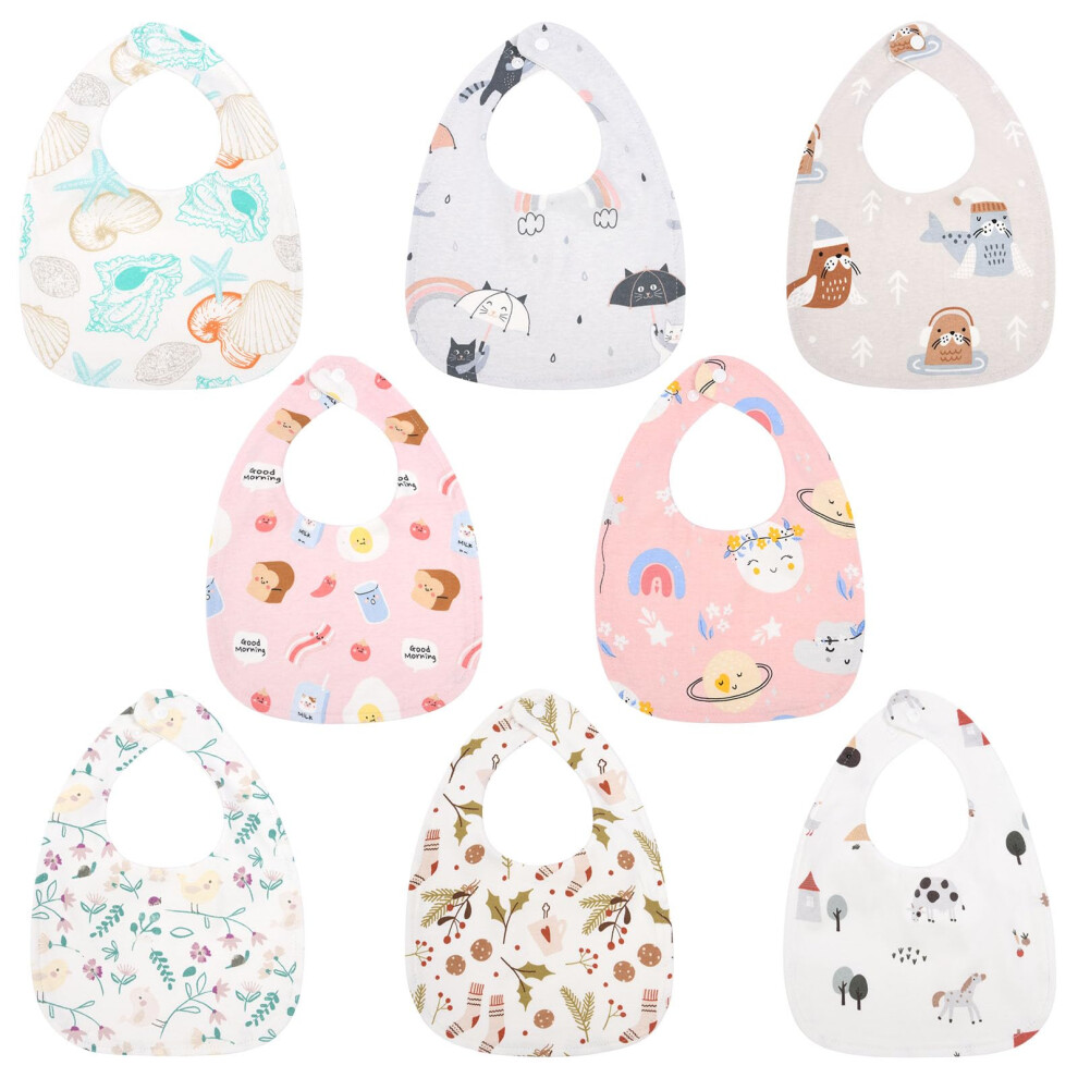 Vicloon Baby Bandana Dribble Bibs, 8 Pack Teething Bib Set, Baby Bibs For Boys Girls With Snaps,Soft And Absorbent For Infants Feeding, Teething,Droo