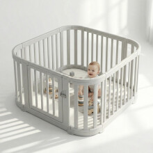 Venture All Stars Baby Playpen - Large Plastic Playpen for Baby and Toddlers with Free Mat, Sturdy Lockable Door, Push-Fit Assembly, Rounded Edges, I