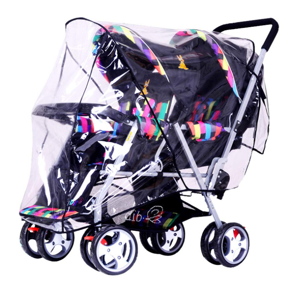 Universal Tandem Stroller Raincover Twins Strollers Double Pushchairs Rain Cover For Pram Buggy Rainproof Dustproof Windproof Rain Cover With Canopy Ipenny