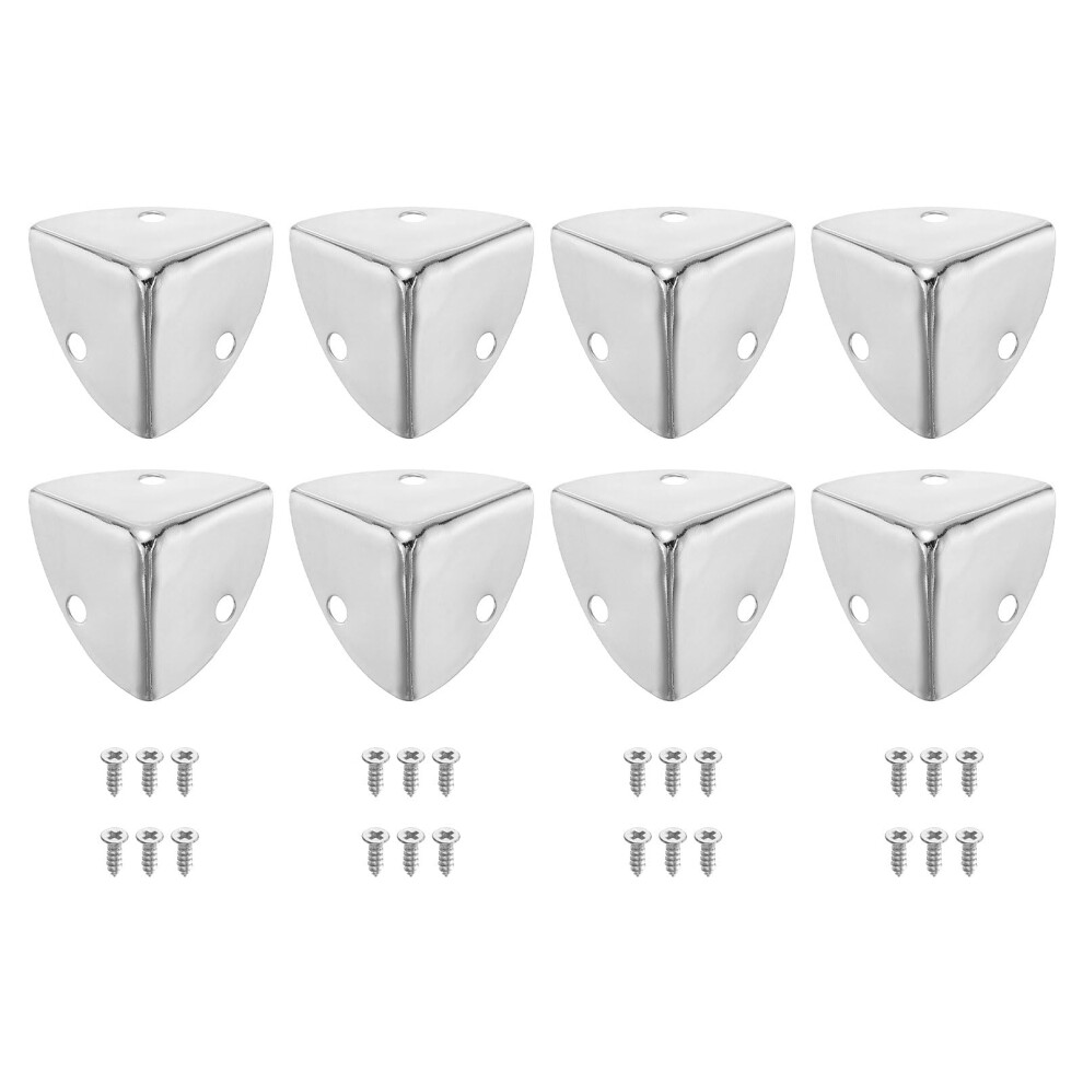 8 Pcs Decorative Box Corner Cover, 23Mm Metal Edge Guard, Furniture Corner Edges Protector With Screws, Silver Sourcing Map
