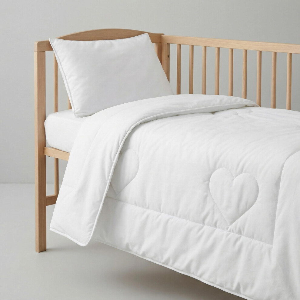Cot Bed Set Quilted Duvet 135X100 Cm And Flat Pillow All Season 12M+ Baby Comfort