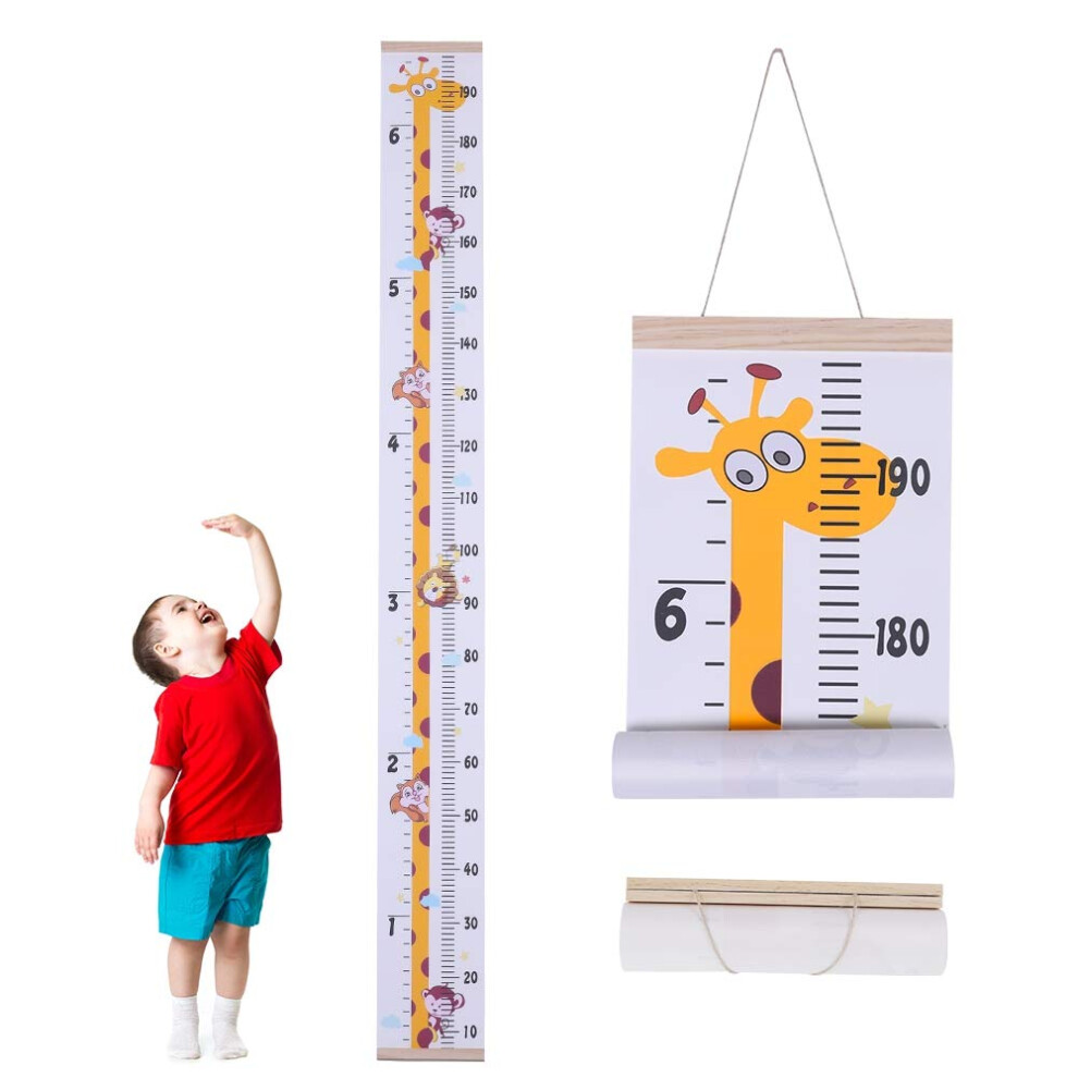 Height Growth Chart, Wall Hanging Measuring Ruler For Kids, Removable Canvas And Wood Wall Ruler Bedroom Nursery Wall Decoration Draftor