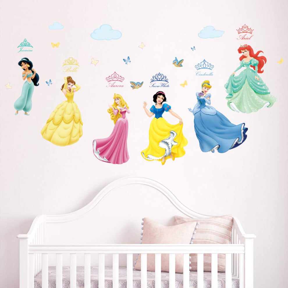 Runtoo Princess Wall Decals For Girls Kids Room Wall Stickers Baby Nursery Bedroom Wall Décor