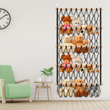 Stuffed Toy Storage Hammock 4-Layer Large Capacity Toy Storage Net Bohemian Style Hanging Toy Organizer Washable Plush Doll Holder with 2 Hooks for K