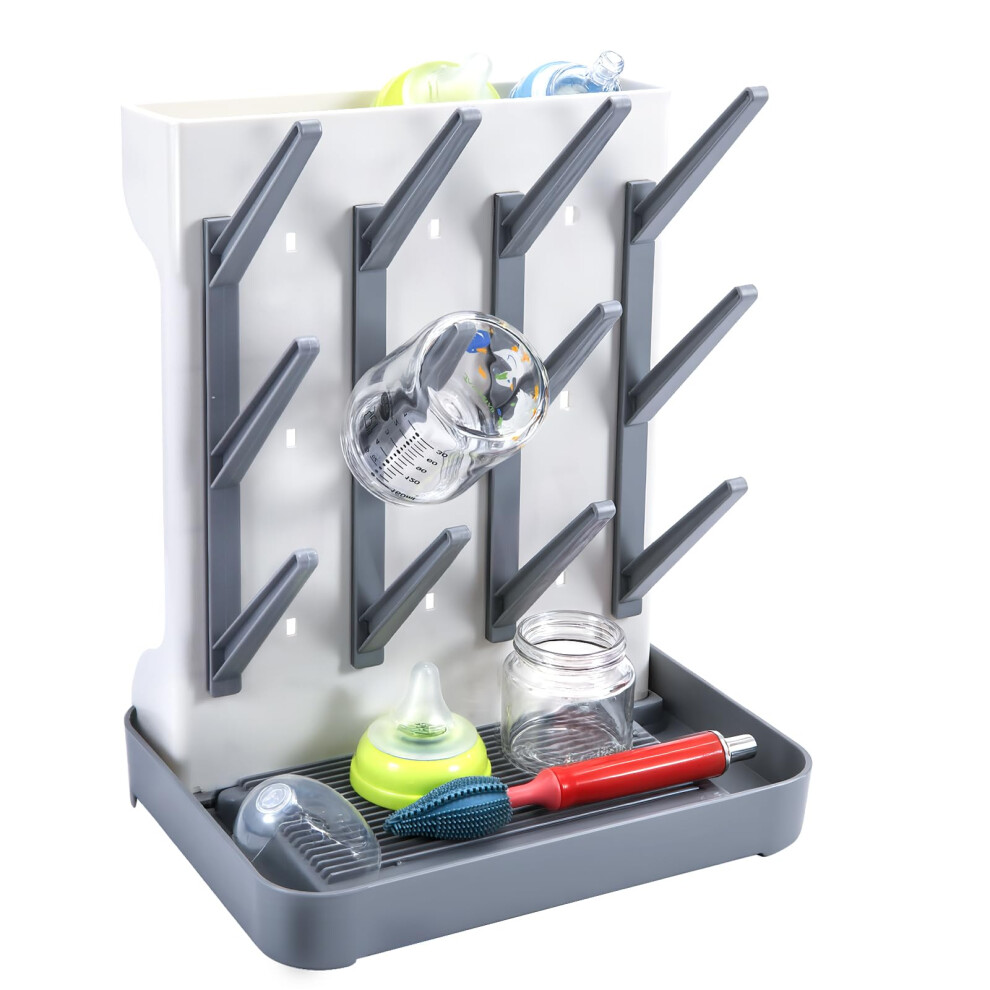 Baby Bottle Drying Rack, Vertical Standing Bottle Dryer Rack Holder, Space Saving Baby Bottle Drying Rack For Countertop - Holds Up To 12 Baby Mecids