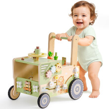 ROBUD Baby Walker for 1-2 Year Old, Farm-Themed Toddlers Wooden Walker with Wheels, Montessori Learning Activity Center Toys for Girls Boys, Gifts fo