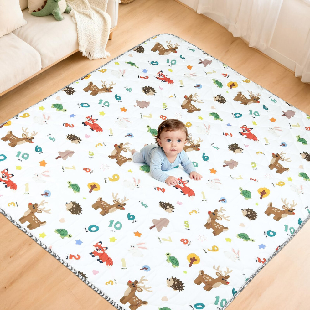 Esynic 150X180x2.6cm Foldable Baby Play Mat For Floor Thick Large Crawling Mat Baby Playpen Playmates For Toddlers 1-3 Years Safety, Machine Washable