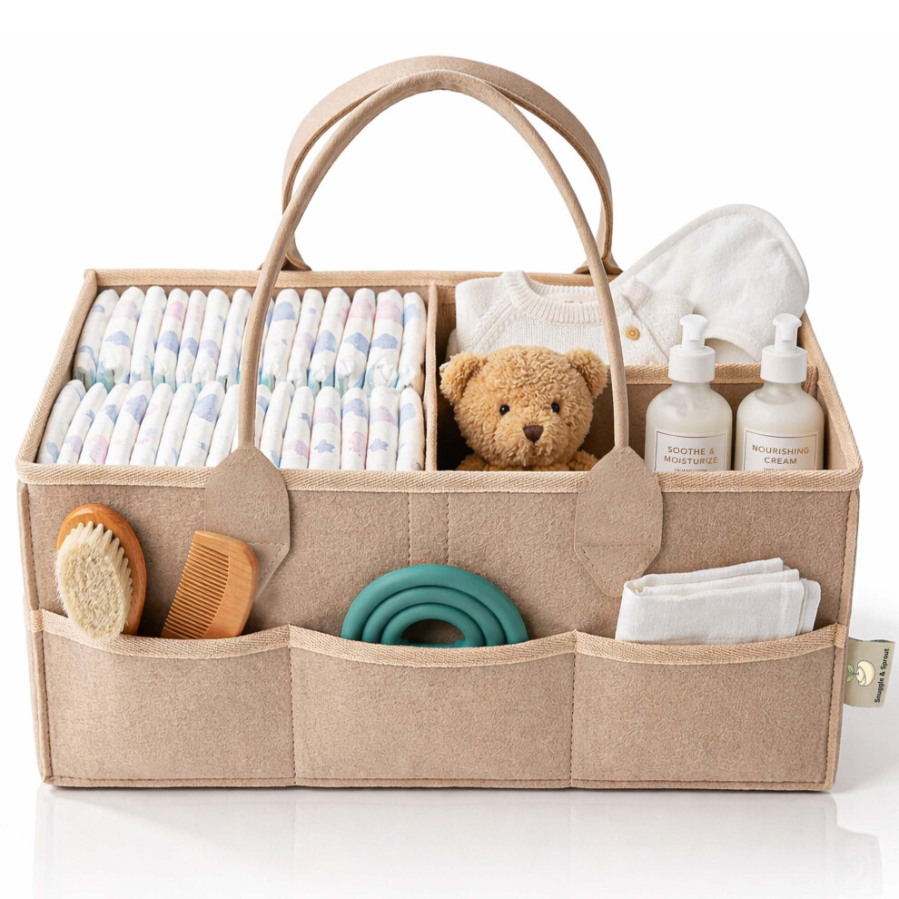 Nappy Caddy, Newborn Essentials Diaper Caddy/Organiser, Portable Washable Caddy With Detachable Compartments Baby Essentials For N Snuggle & Sprout