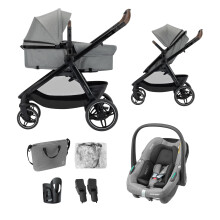Maxi COSI Zelia Select Trio, Baby Stroller 3 in 1 with Car Seat, 0-4 Years (0-22 kg), One-Hand Fold, Compact and Reversible Pushchair Travel System,