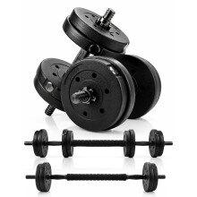 Kayman Adjustable 12Kg Dumbbell & Barbell Set, Plastic Weight Set for Home Gym Strength Training, Multi Weight Dumbbells with Connector Bar