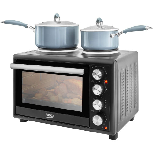 Beko Beko MSH28B Mini Oven and Hob, 18/8 Stainless 2