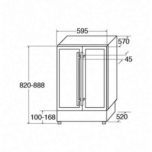 CDA CDA FWC624BL 60cm Double Door Dual Zone Under 2