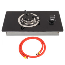 1 Burner Portable Propane Gas Cooktop with Tempered Glass Panel, 67in Gas Pipe, Fire Level Adjust, Single Ignition Burner Stove Top for RV Home