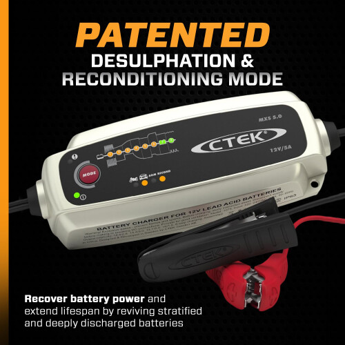 CTEK MXS 5.0 Battery Charger with Automatic Temperature Compensation, 2