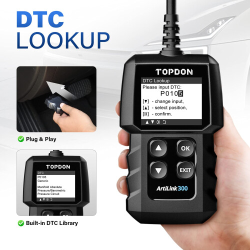 TOPDON AL300, OBD2 Scanner Code Reader, car Auto Diagnostic Tool with Full OBD2 Functions, Engine Fault Code Reader CAN Scan Tool, HD LCD Display Scre 2
