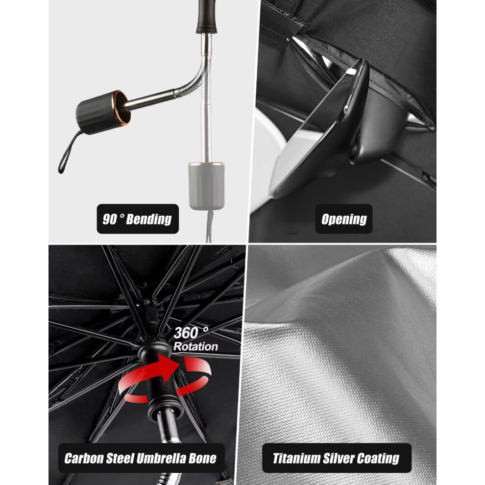 Mulor Sunshade For Car Windshield Foldable Sunshade Umbrella Car 5001636110854