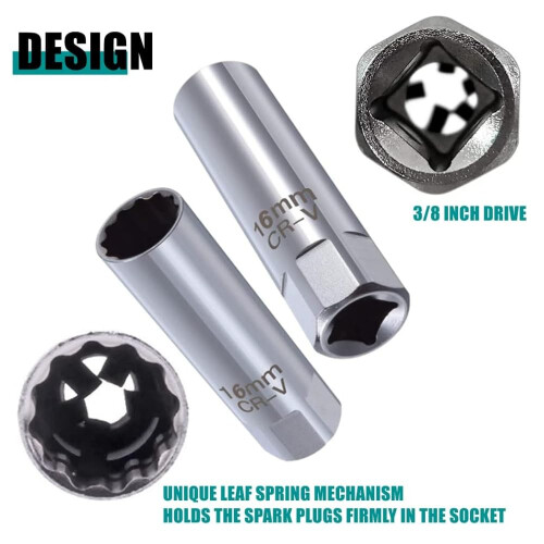 16mm Spark Plug Socket 12 Point Thin Wall Magnetic 3/8" Drive Wrench 1