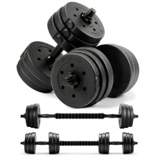 Kayman Adjustable 20Kg Dumbbell & Barbell Set, Plastic Weight Set for Home Gym Strength Training, Multi Weight Dumbbells with Connector Bar