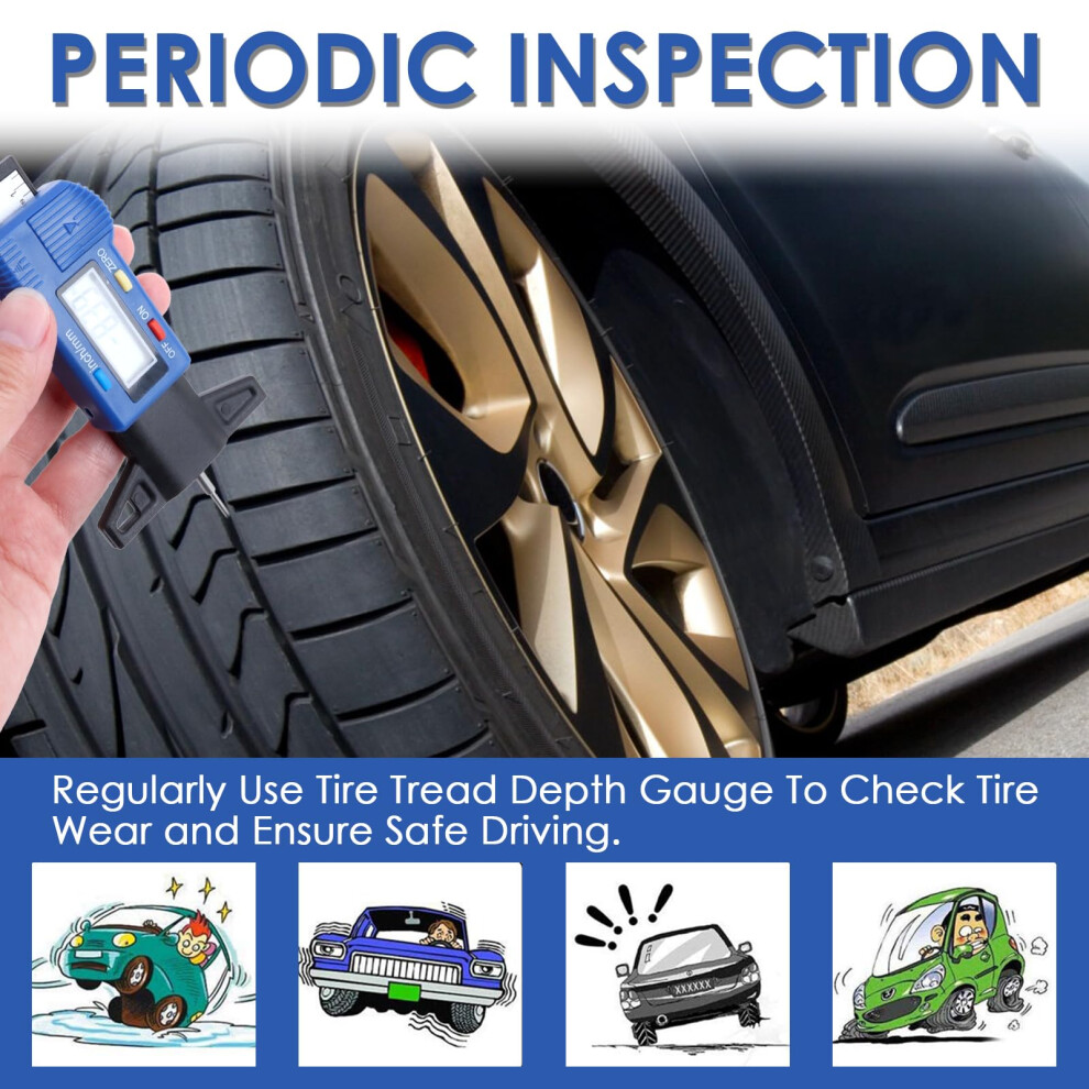 Digital Tyre Tread Depth Gauge - 0-25.4Mm/0-1Inch With Lcd Screen For 5009370805678