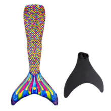 (Child 12, Colorful) Durable Adult Mermaid Tail with Monofin, Ideal for Water Swimming Fun