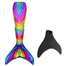 (M, Colored diamonds) Durable Adult Mermaid Tail with Monofin, Ideal for Water Swimming Fun