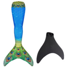 (Child 10, peacock) Durable Adult Mermaid Tail with Monofin, Ideal for Water Swimming Fun