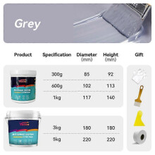 (1000g, Grey) Polyurethane Waterproof Repair Coating, Anti-Leak Coating Solution