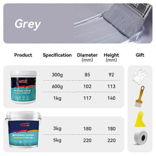 (1000g, Grey) Polyurethane Waterproof Repair Coating, Anti-Leak Coating Solution