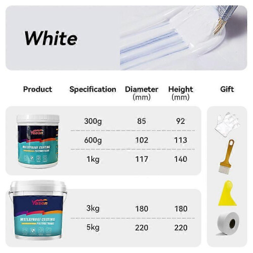 (600g, White) Polyurethane Waterproof Repair Coating, Anti-Leak Coating Solution